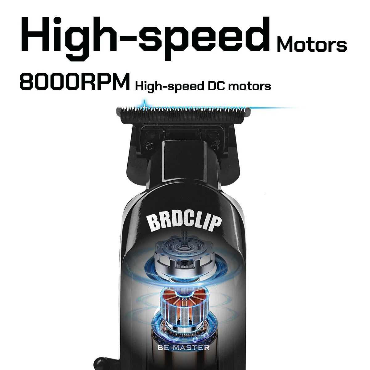BRDCLIP Professional Mens Hair Clipper 8800RPM 4500mAh 8000RPM Electric Trimmer 10000RPM Shaver DLC Blade with Charging BaseT251120