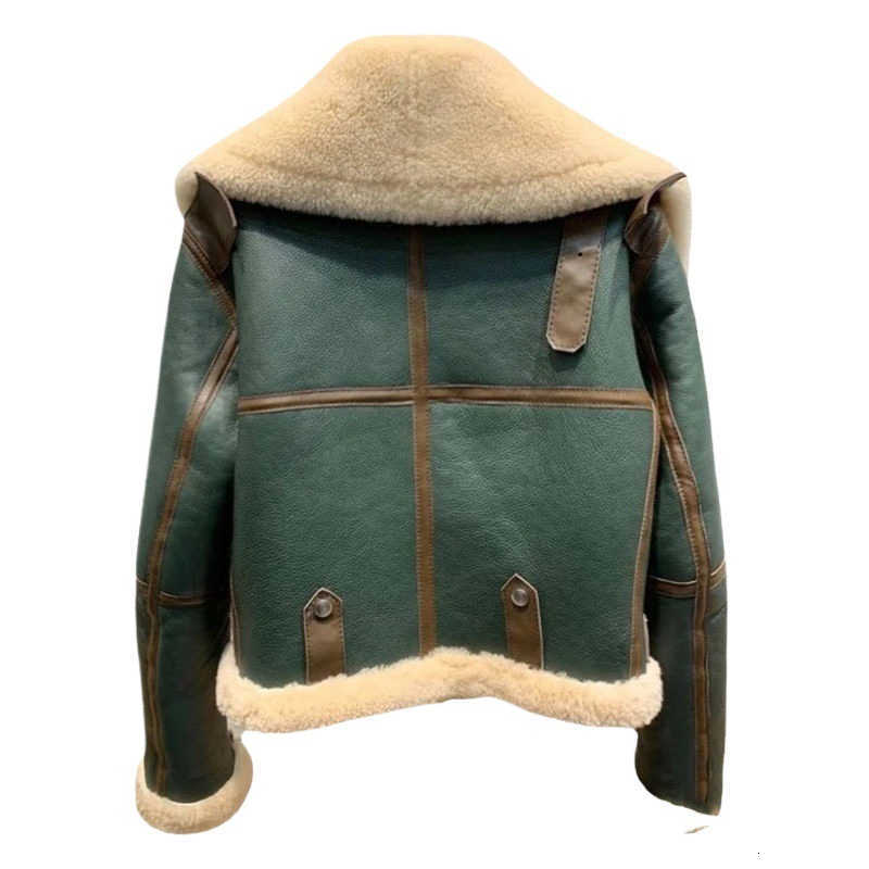 Plus-size women's winter 2025 clothing - wide lapel motorcycle-style coat with thick short sleeves, faux fur and faux sheep shearling fabric.