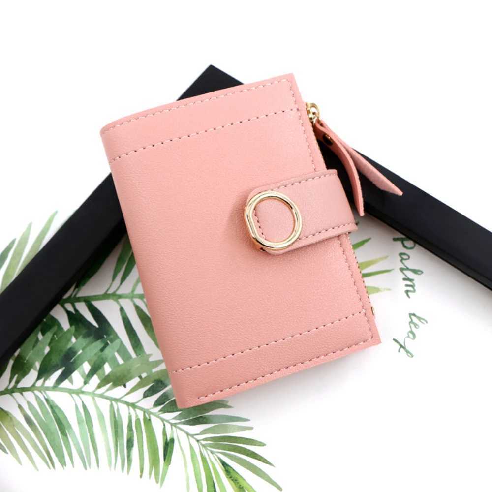 A new type of short zipper wallet with a buckle a fresh and artistic small square coin purse for womenW251120