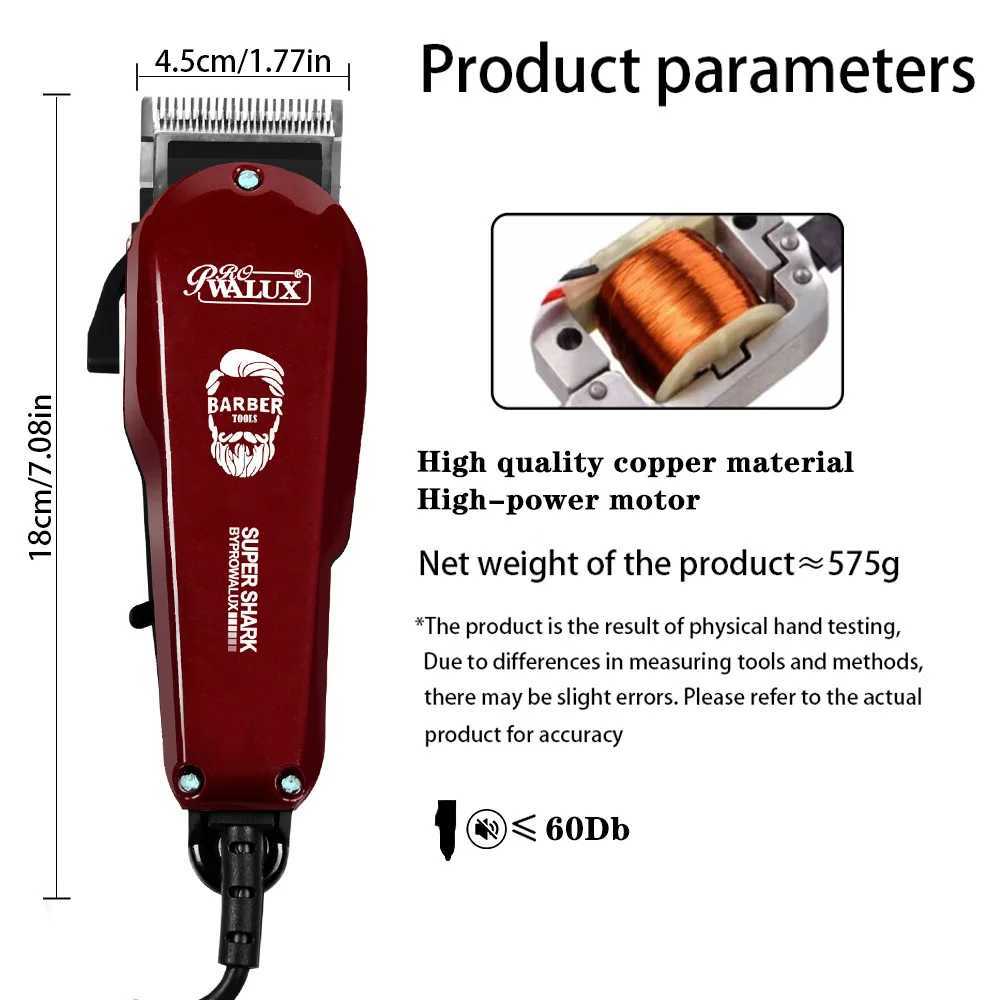 WALUX Professional Mens Hair Clipper Classic Red 10W Powerful Corded Trimmer with Adjustable Taper Lever Hair Cutting ToolT251120