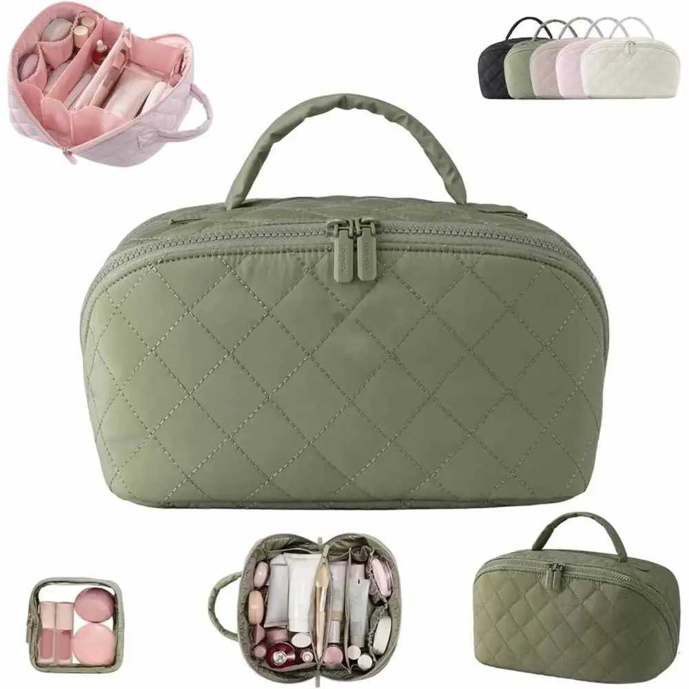 Gifts Wide Open Woman Makeup Bag Lay-Flat Water-Resistant Festivalment Makeup Bags Cosmetic Case for Toiletries BrushesT251120