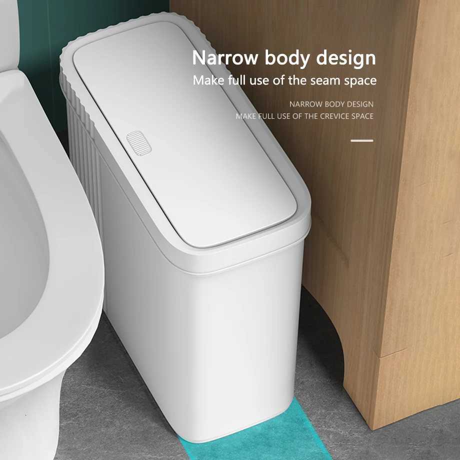 8L Trash Can Household with Lid Kitchen ification Press-type Bathroom Living Room Rectangular Trash Can C251120