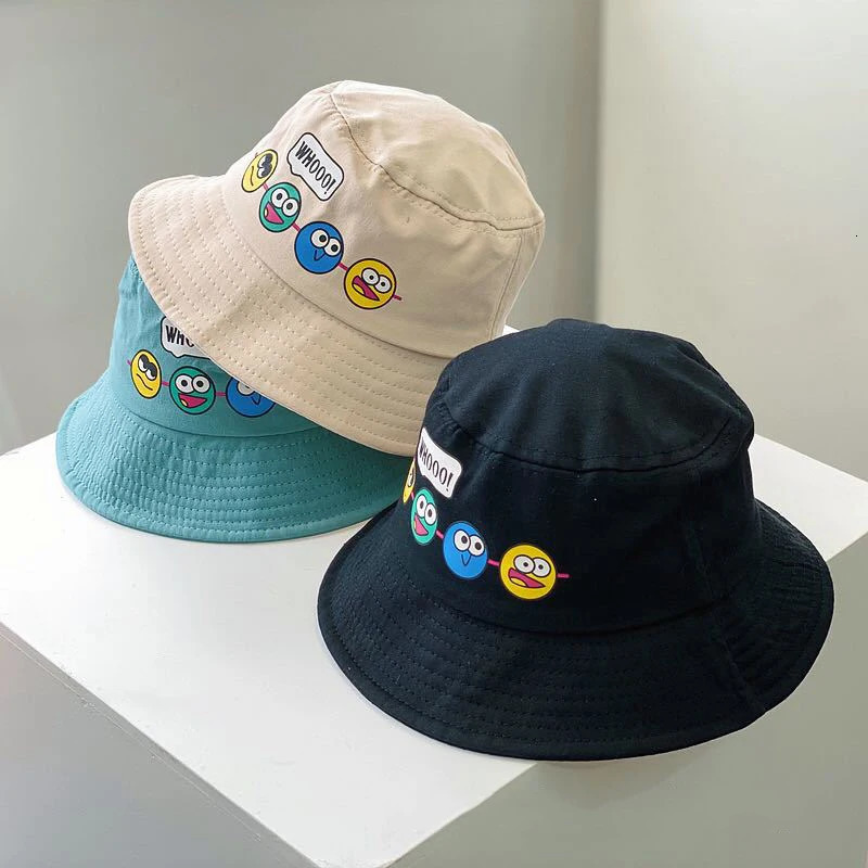 Childrens bucket hat spring boy and girl sun cute interesting expression outdoor childrens fishing Korean style 26Y 250414z
