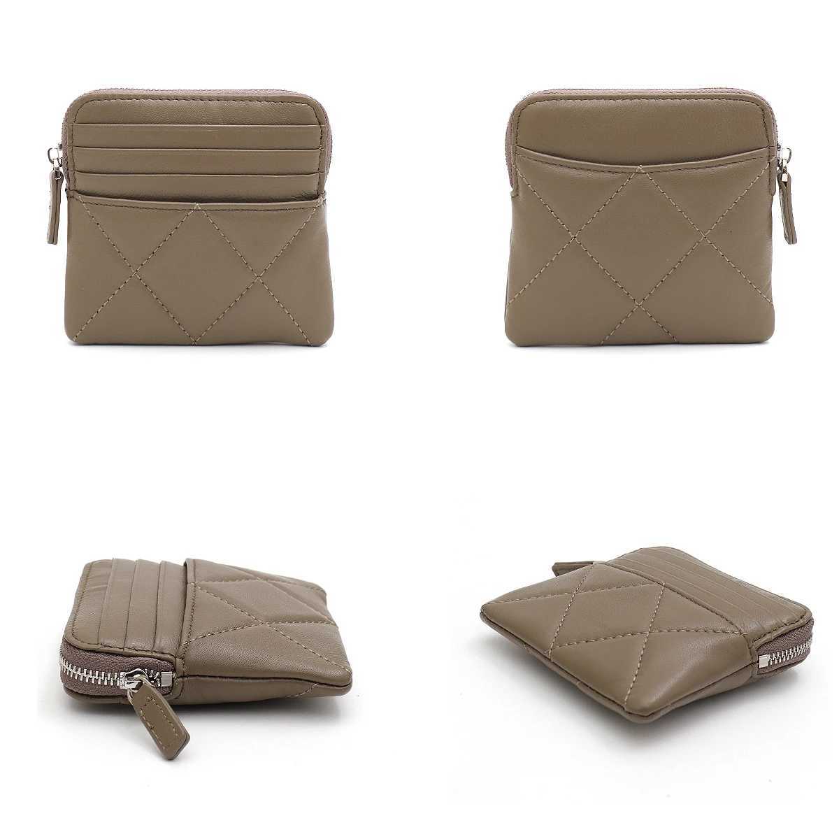 SC Womens Fashion Thread Quilted Sheepskin Small Wallet Multi Slots Card Holder Zip Money Bag Portable Versatile Coin PurseW251120