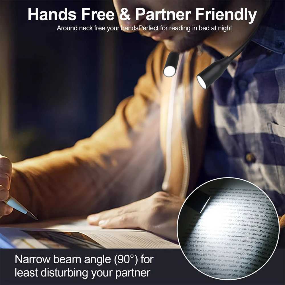 LED Reading Neck Light Battery styles Book Lamp 360 Flexible Reading Book Light Read Neck Lamp Study Reading Night Light M251120
