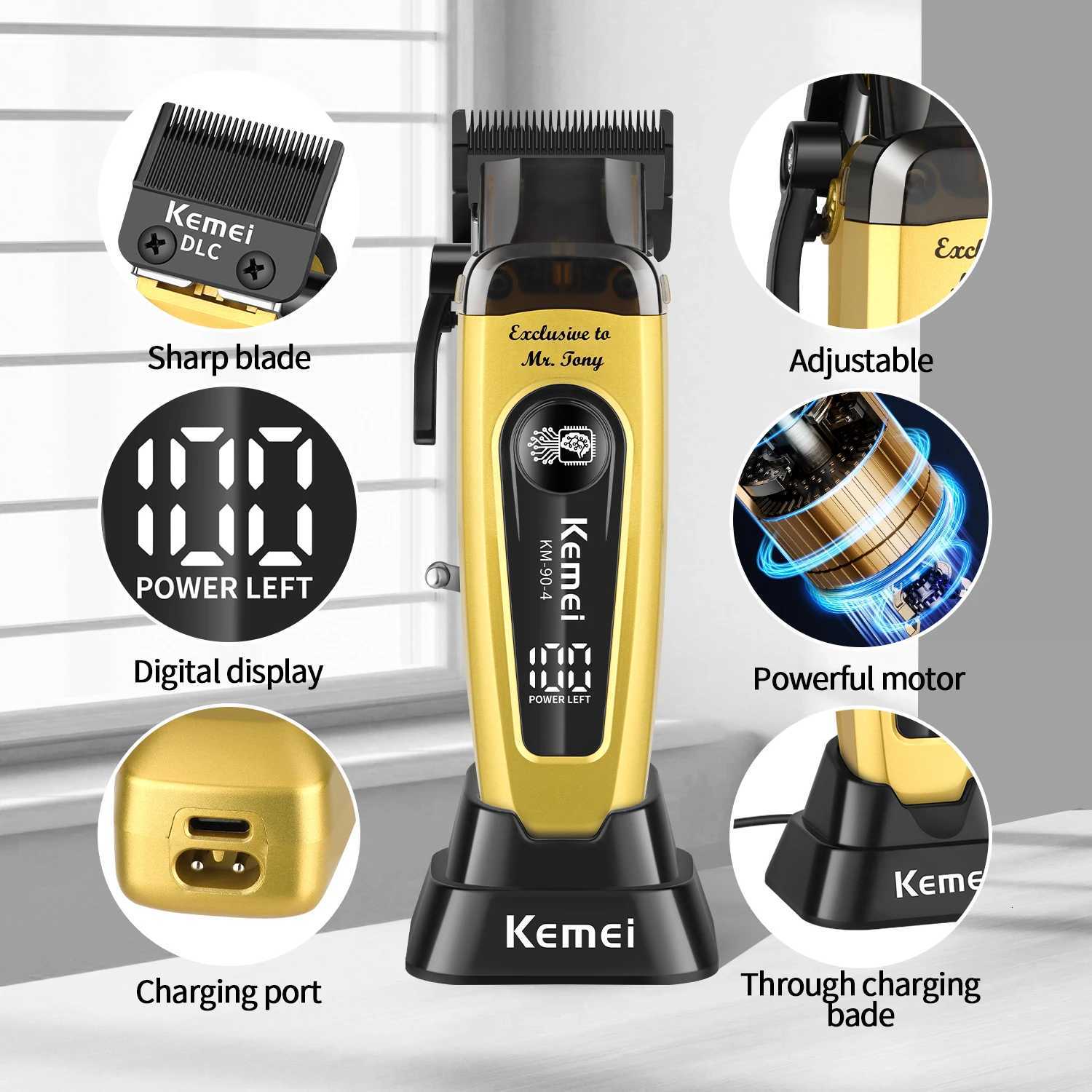 kemei km 90 4 Professional Hair Clipper for Men 11500RPM 10W Brushless Motor DLC Blade Base Charger Haircut Machine Hair TrimmerT251120
