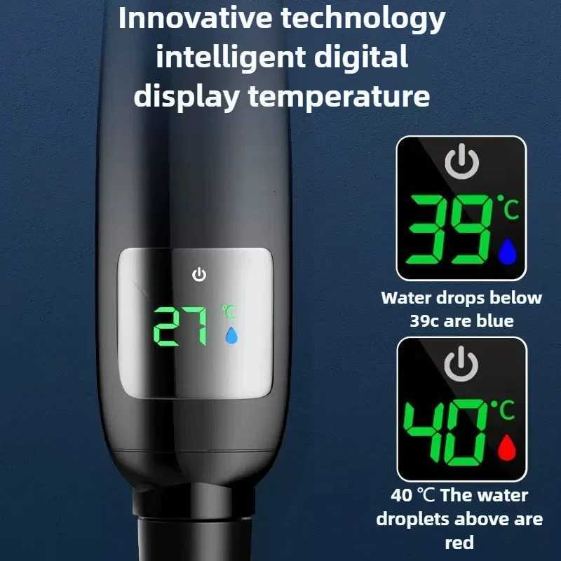 Shower Head High Pressure Bathroom Accessory Water Saving Pressurized Adjustable Spray LED Digital Temperature DisplayM251120