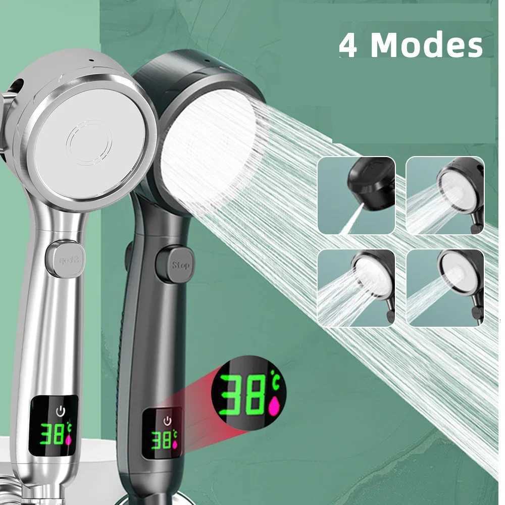 Digital Display Shower Head High Pressure Handheld Bathroom Shower Water Saving Shower Heads 4-Modes Spray Bathroom AccessoriesM251120