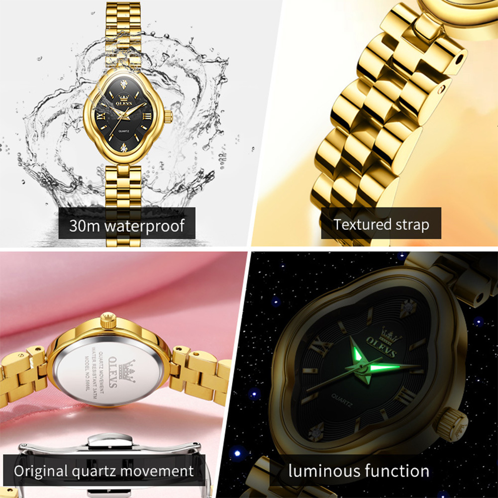 OLEVS Ms. Ou Offers A Watches Men Designer Brand-new Oval-shaped Retro Quartz Small Gold Watch That Is Waterproof And Luminous A Women's Watch Wi