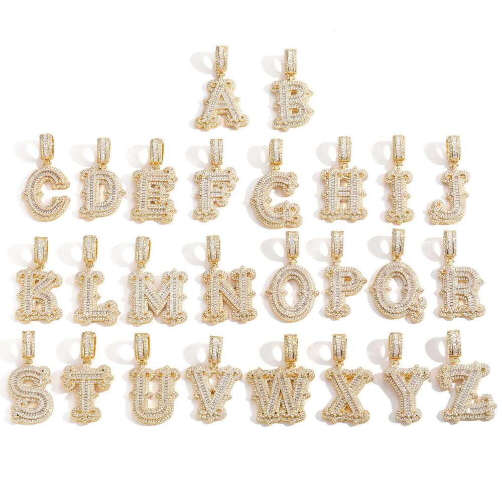 Luxury designer Rock Candy 26 letter Pendant Ice out VVS Moissanstone Men Women pendant Necklace with free shipping