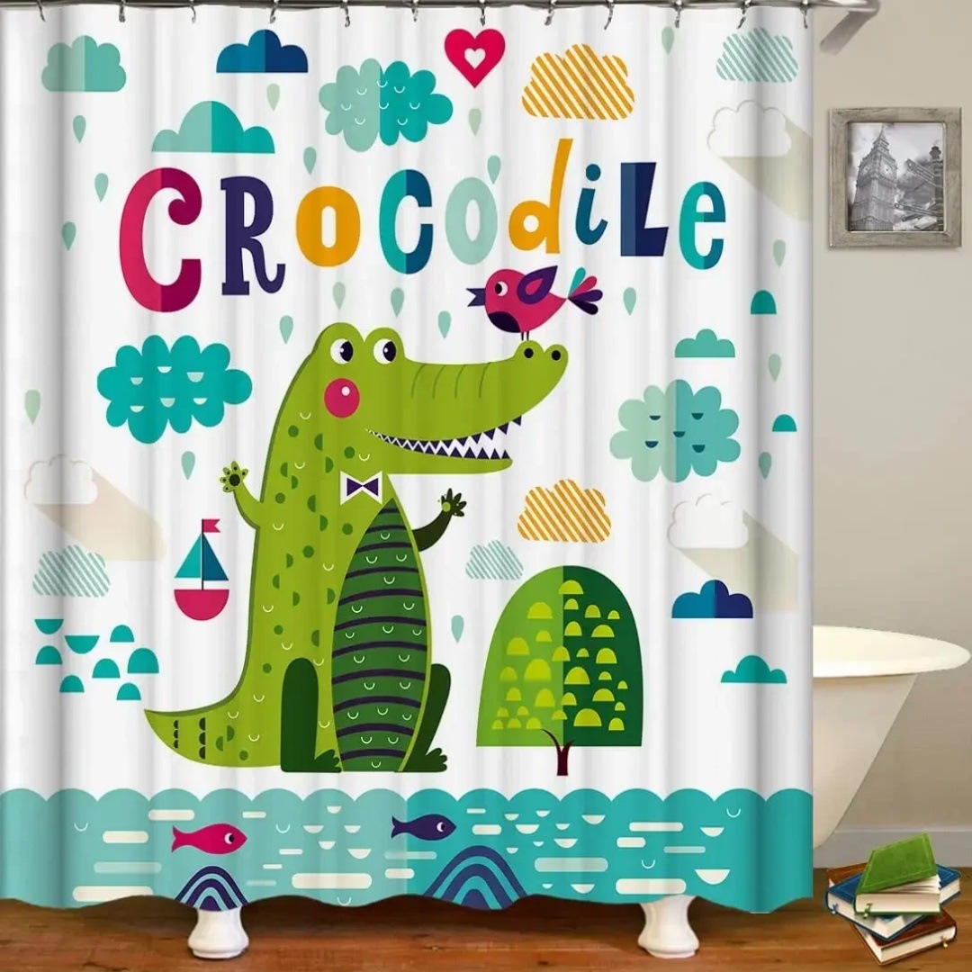 YL-37756 Shower curtain with funny cat design, bathroom decoration, waterproof, digitally printed, toilet moisture-proof partition curtain