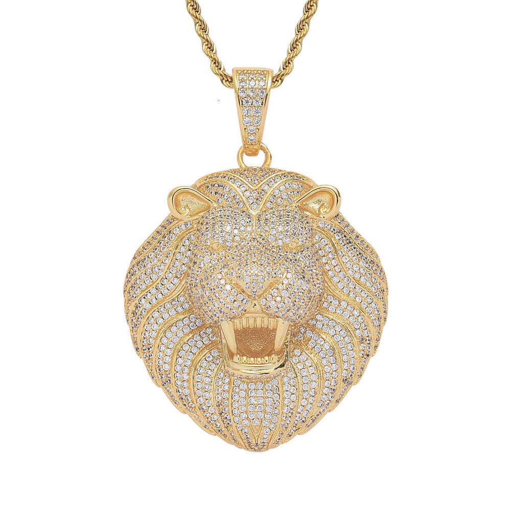 Hip Hop Lion Head Pendant micro set ice out of VVS Moissanite tide logo Exaggerated hip Hop necklace for men Free delivery