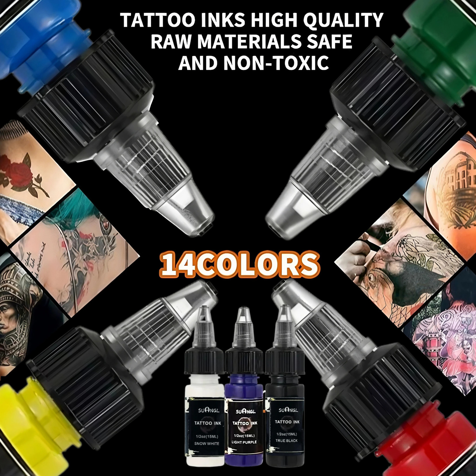 7/14 color SUANGL-tattoo ink set 0.5oz 15ml professional tattoo ink suitable for professional tattoo artists and artists 250422