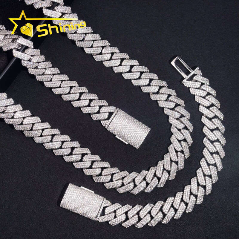 15mm Pure Sier Hip-Hop Jewelry Iced VVS Cuban Chain Moissanite New Ready for Shipment from US Warehouse