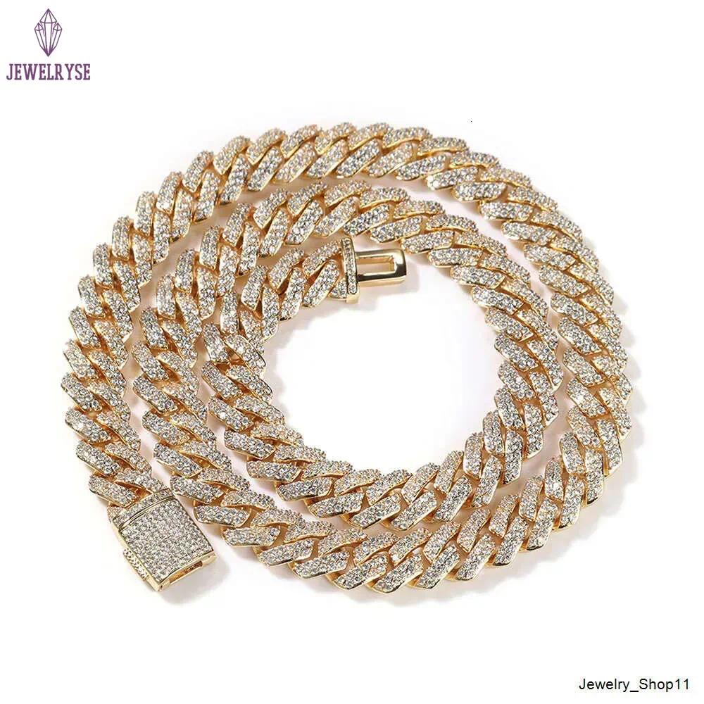 High Quality Iced Out Cuban necklace Pass Diamond Tester VVS Moissanite Hip Hop Jewelry Cuban Bracelet 15MM 925 Sterling Silver Cuban Links