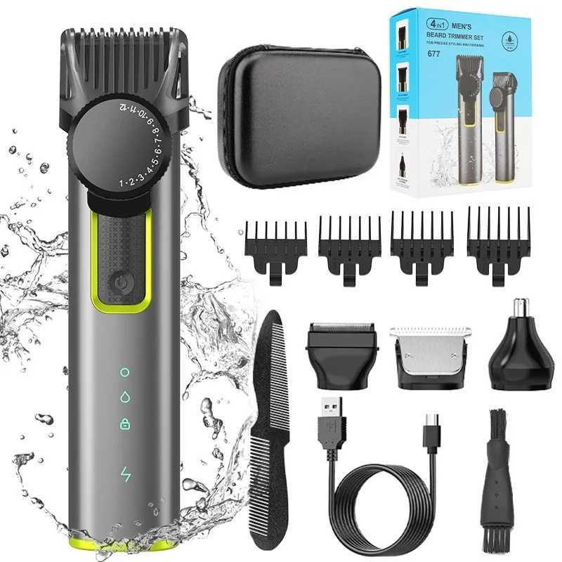Beard Trimmer for Men Adjustable Hair Clippers Electric Cordless Kit Waterproof Professional Barbers Set Mens Mustache TrimmersT251120