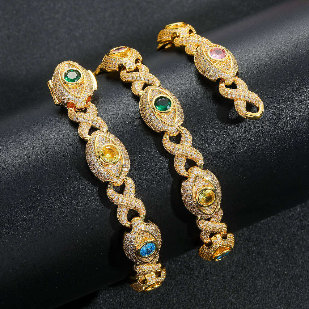 Luxury 14mm eye Infinity Colored Ice out VVS Moissanite 8-figure Cuban Chain Creative Hip Hop Men Women Necklace Bracelet Free delivery