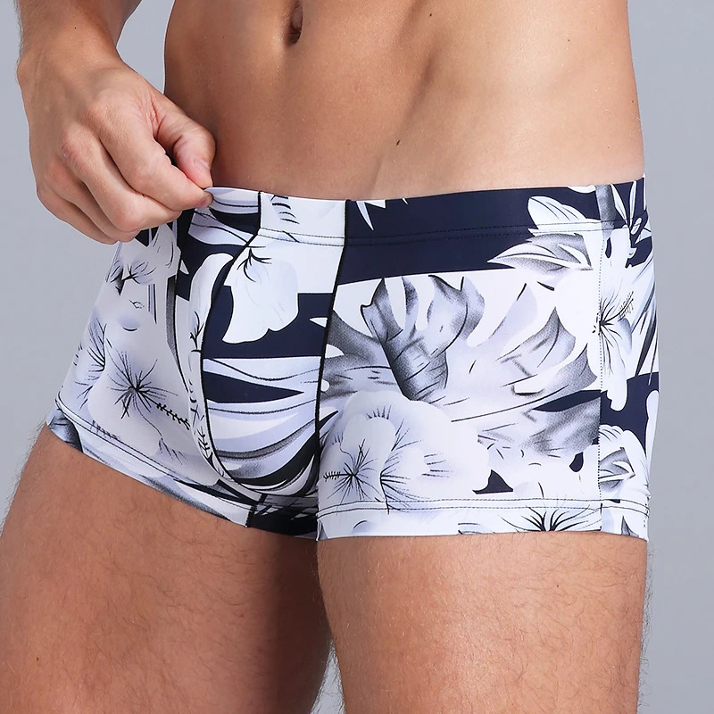 Mens underwear fashion printing sexy boxing shorts mens ultrathin seamless ice silk 250417
