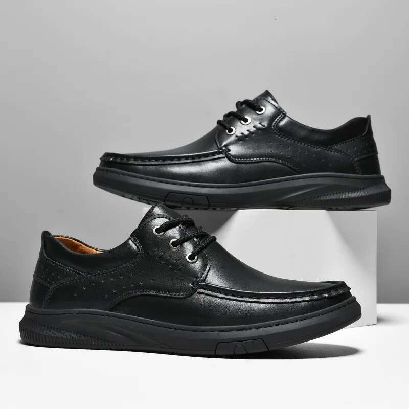 Men Genuine Leather Business Casual Comfortable Soft Sole Anti Slip Oil Resistant One Step Lazy Driving Shoes