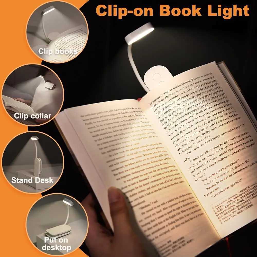 Portable LED Reading Lights Eye Caring 3 Color Temperatures and Dimming Brightness Book Lights Lightweight USB Rechargeable M251120