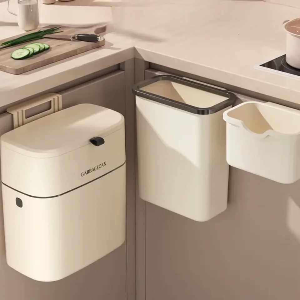 Stylish Home Kitchen Toilet Hanging Trash Can - Large Capacity Square Design Convenient Flip Cover C251120