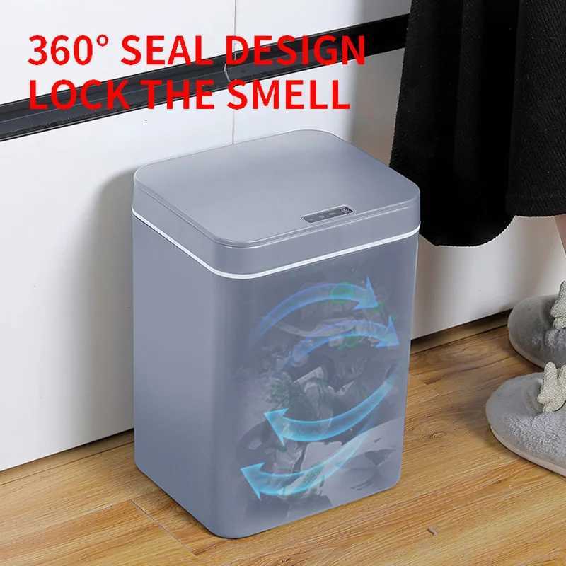 16L Smart Induction Trash Can USB Charging Rubbish Can HomeKitchen Touch Sensor Garbage Bucket Free 1 Rolls Of Garbage Bags C251120