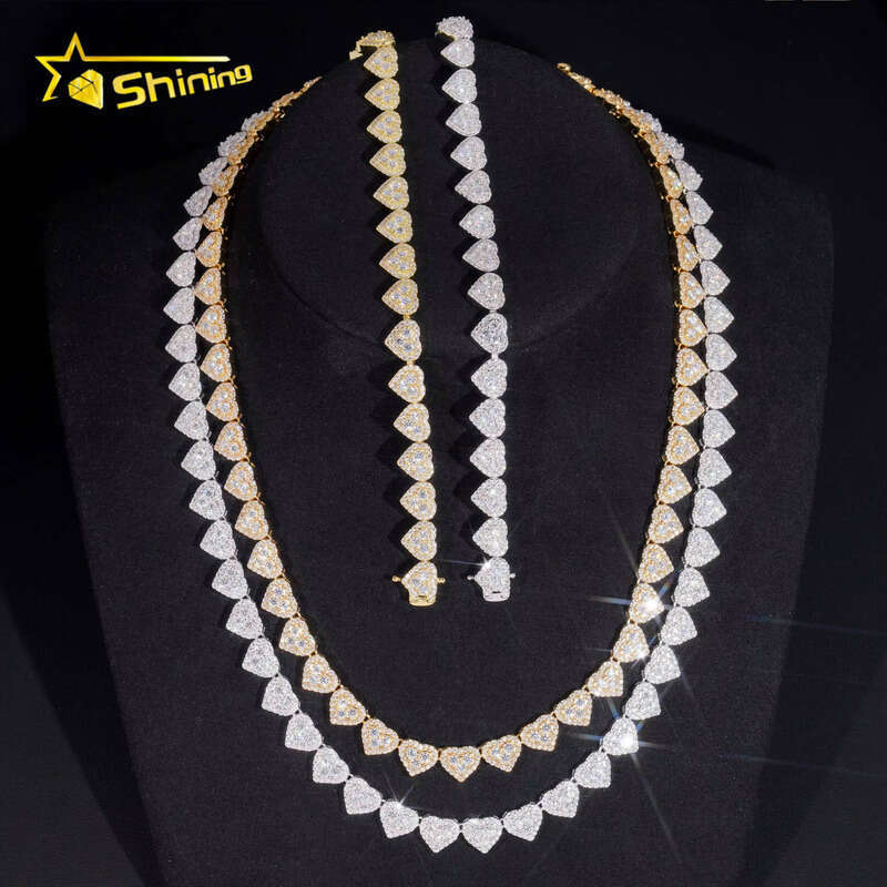 Fast Delivery Design Sterling Sier Pass Dia Tester GRA Certified VVS Silicon Stone Heart Cluster Chain Necklace