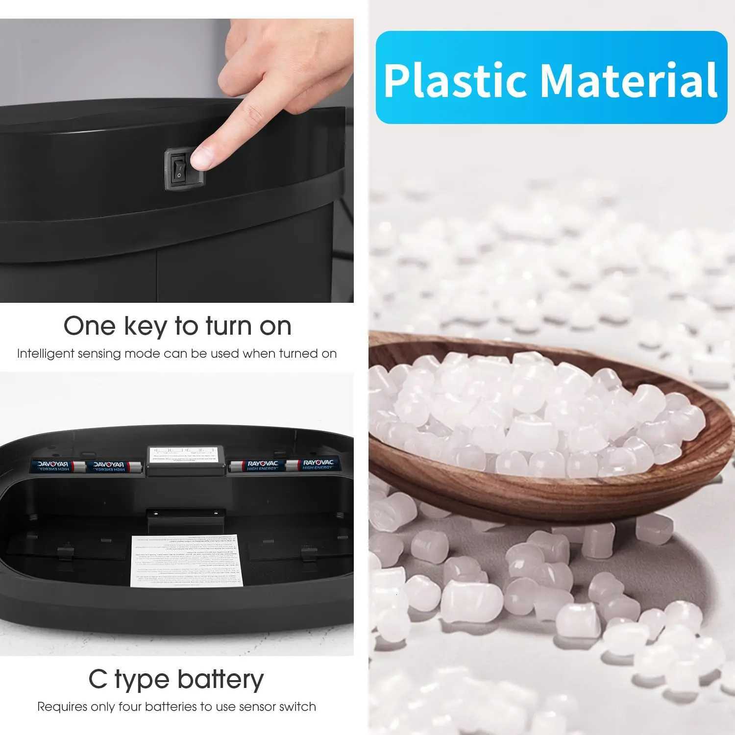 Kitchen Trash Can with Lid 13 Gallon Automatic Garbage Can for Bathroom Bedroom Home Office 50 Liter Touch Free High-Capacity C251120