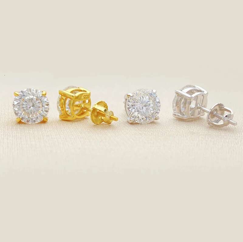 Hip Hop Real D Color Moissanite Stud Earrings For Women BirdNest Cut Sterg Sier Sparkg Earring Birthday Gift Jewelry