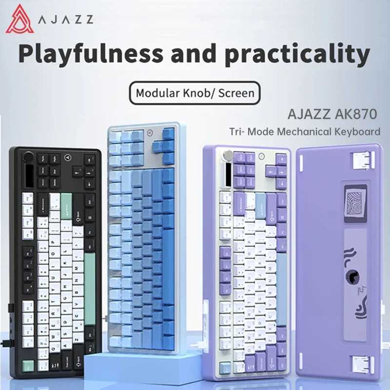 Ajazz Ak870 RGB Gaming Mechanical Keyboard Hot Swap 84 Keys Wireless 24G Wired Keyboards TFT FOR Desktop Laptop PC Y251120