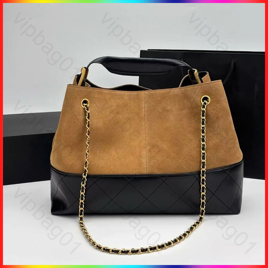 25A Designer Real Suede Leather Shoulder Bags Plaid Shopping Bag With Chain Belt Woman Luxury Handbag Vintage Hobo Genuine Leather Patchwork Classic Crossbody bag