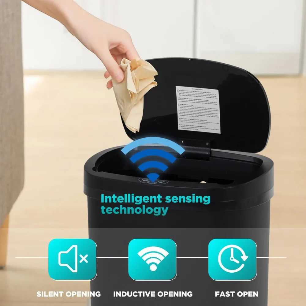 13 gallon kitchen trash can with lid automatic trash can kitchen bedroom bathroom office waterproof trash can C251120