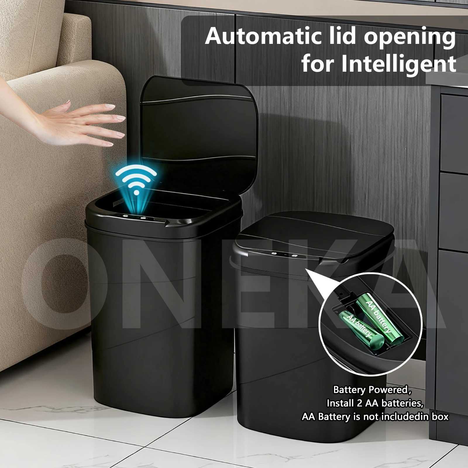Touchless Auto Closing Smart Sensor Trash Can Battery Powered for Kitchen Bathroom Home and Office C251120