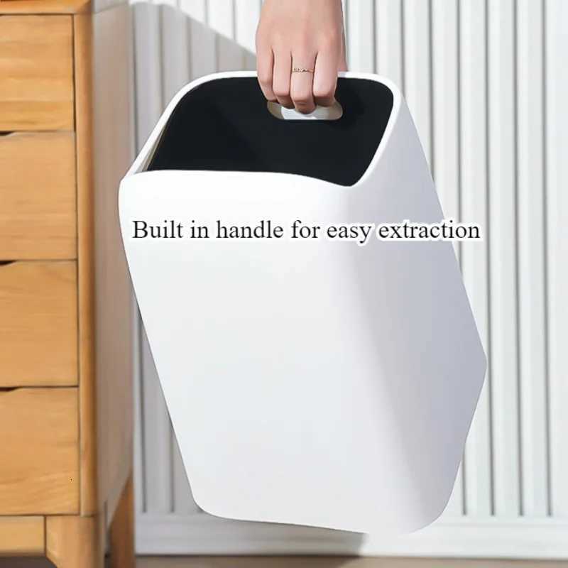Advanced Uncovered Home Garbage Bin 10L Large Capacity Bedroom Toilet Trash Can Creative Inclined Mouth Design 2 Layer Dustbin C251120