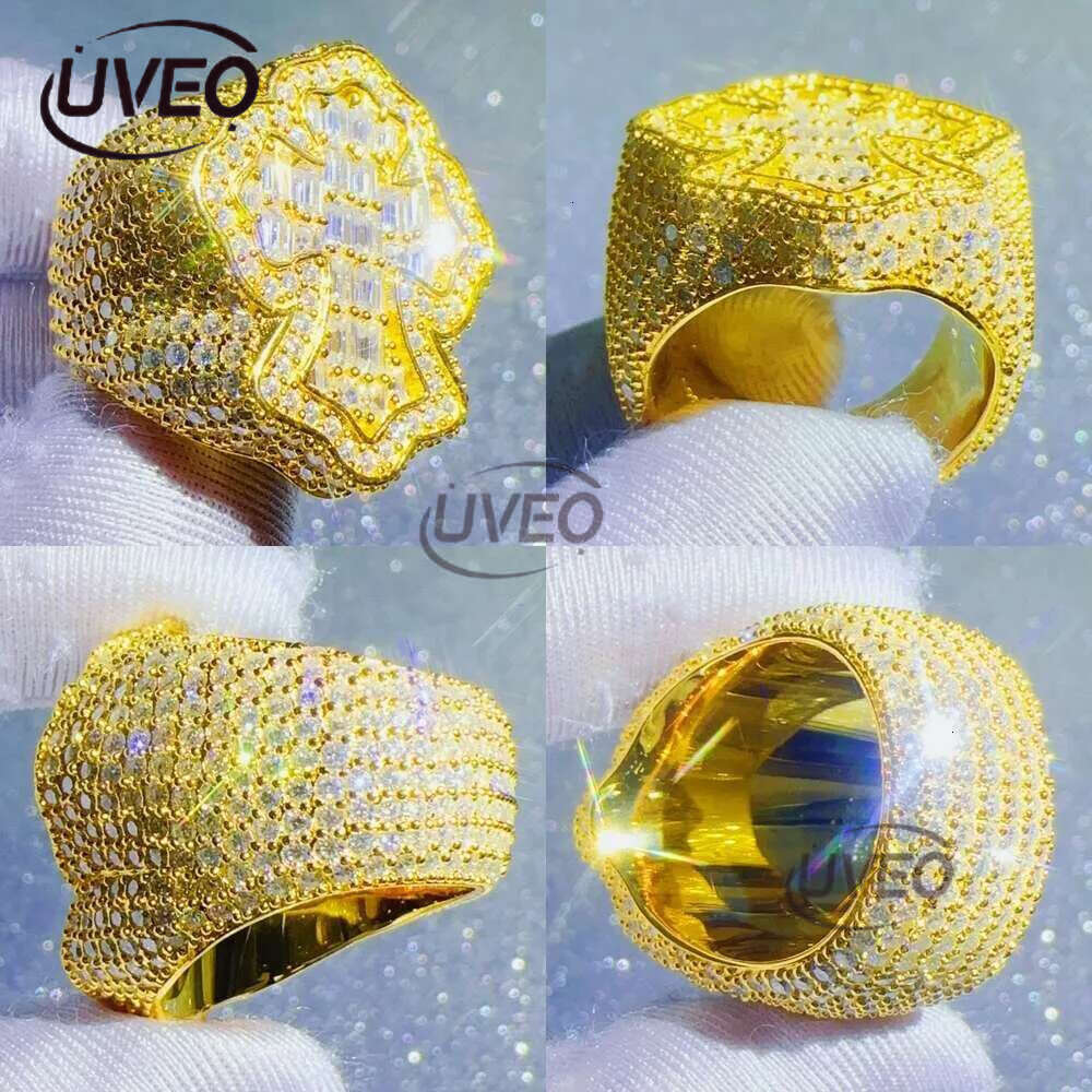 Band Rings Zuanfa Moissanite Jewelry Hip Hop Cross Baguette Vvs Dia Ring 2024 designer ring for women engagement High quality Fashion