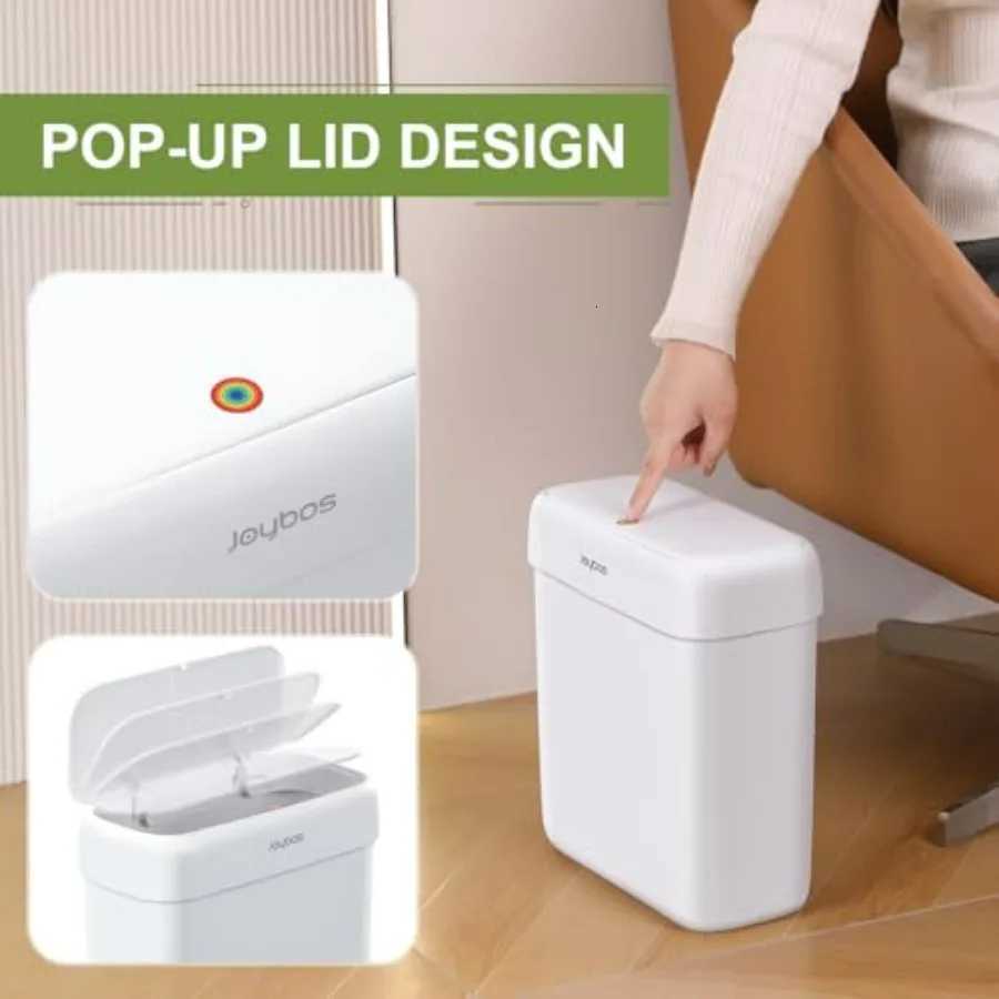 Small Trash Can with Lid 26 Gallons 92 Qt Garbage Can with Press Top for RV Bathroom Kitchen Bedroom Office White Dog Proof P C251120