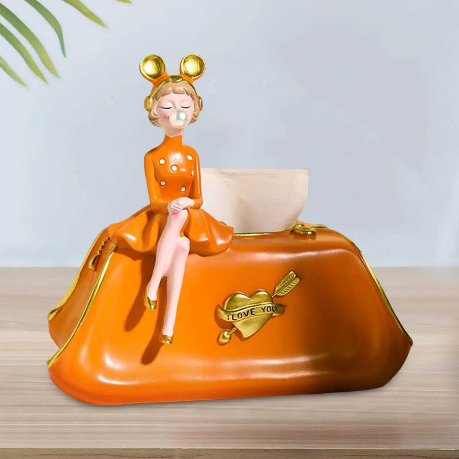 Girl Tissue Box Decorative Ornament for Office Dresser Bedroom C251120