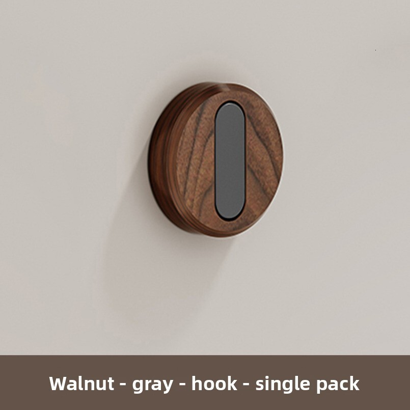 Walnut Wood Invisible Wall-Mounted Hidden Bathroom Folding Hook Wall Hanging Door Back Entrance Clothes Rack