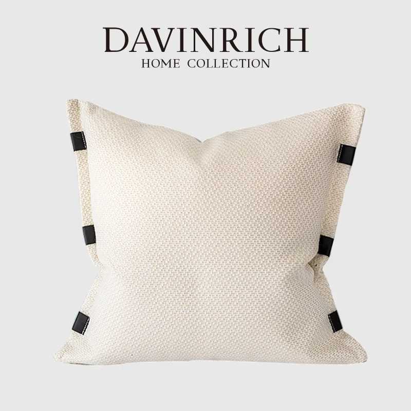 Pillow Case DAVINRICH Beige Textured Cover Abstract Bedside Cushion Office Lumbar Support Model Room Cushion Cover Without Core 45x45 C251120