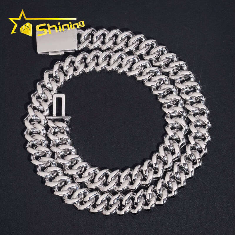 15mm Pure Sier Hip-Hop Jewelry Iced VVS Cuban Chain Moissanite New Ready for Shipment from US Warehouse