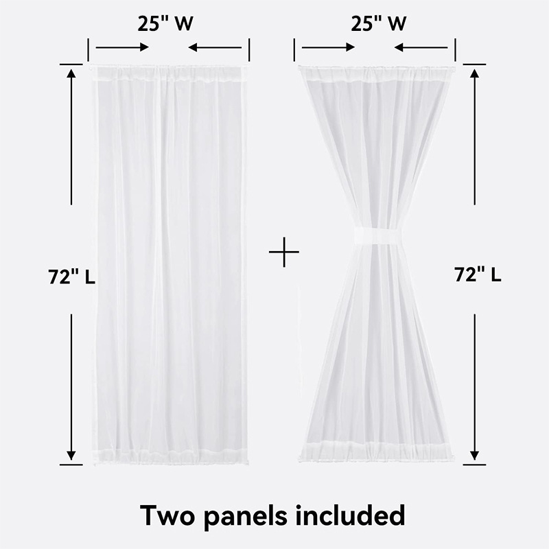 T-0419 Cross-border Amazon solid color light-transmitting French door curtain glass door curtain upper and lower double-pole yarn curtain finished pro
