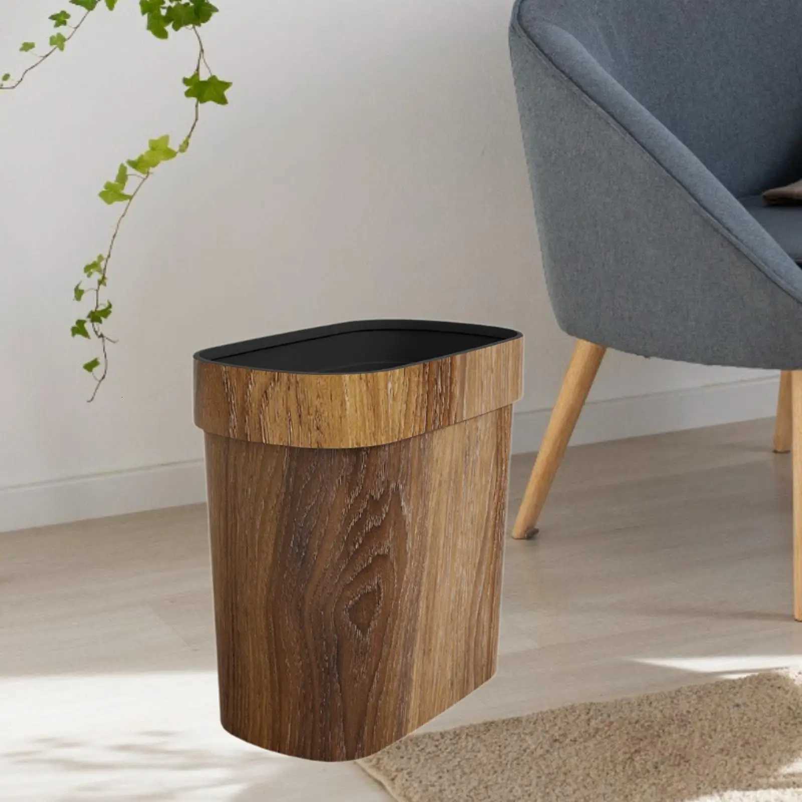 Slim Trash Can Rectangular Trash Bin with Open Top Kitchen Bin Garbage Bin for Bedroom Bathroom Study Room Living Room C251120