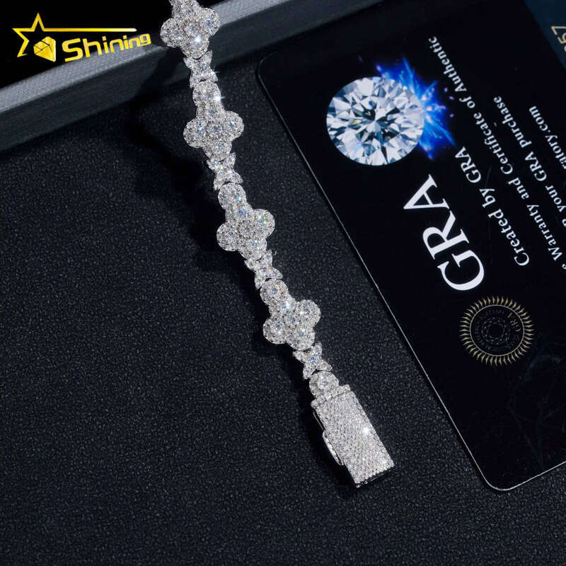 New Cross Iced Bracelet Pure Sier Chain Tester GRA Certified VVS Silicon Stone Tennis Necklace