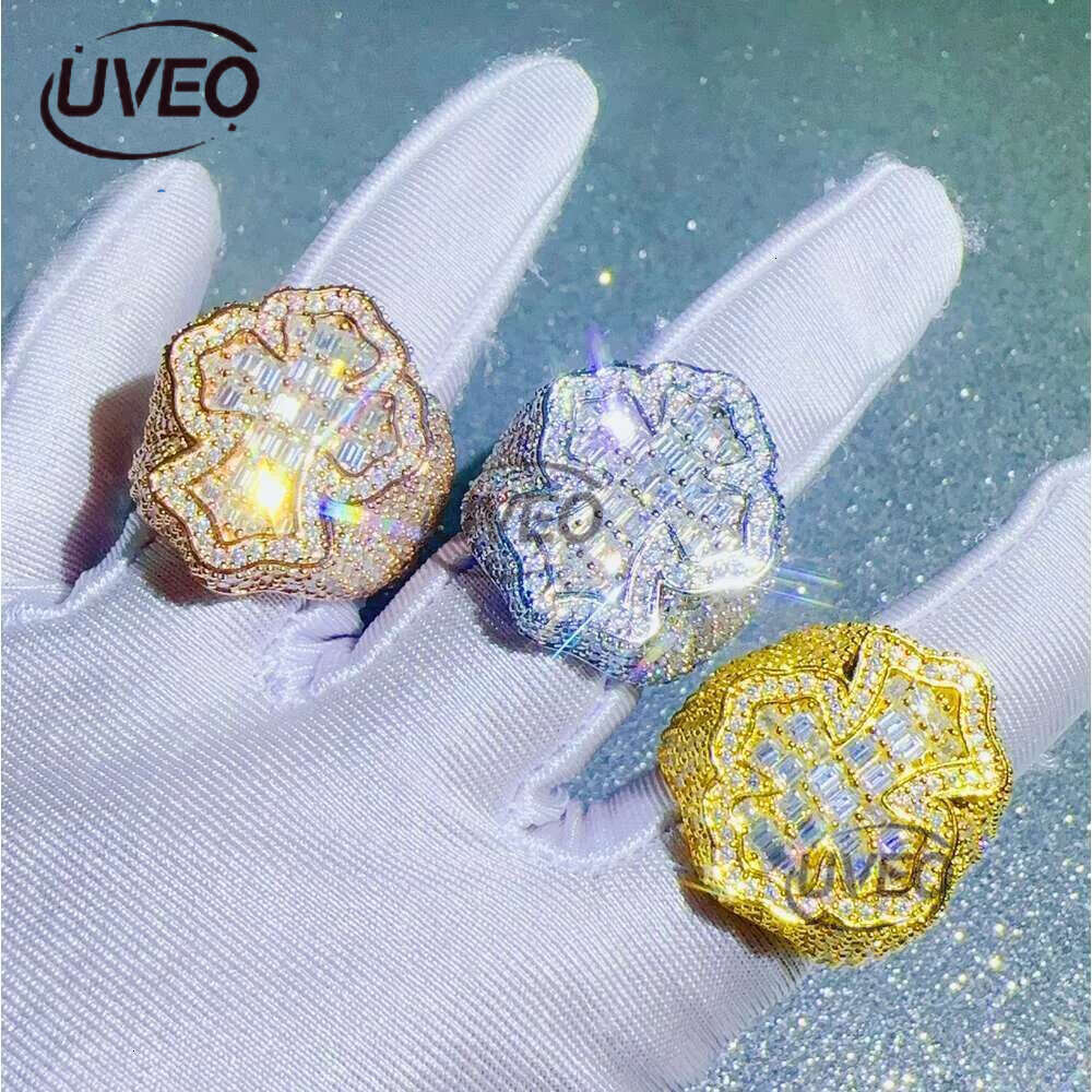 Band Rings Zuanfa Moissanite Jewelry Hip Hop Cross Baguette Vvs Dia Ring 2024 designer ring for women engagement High quality Fashion