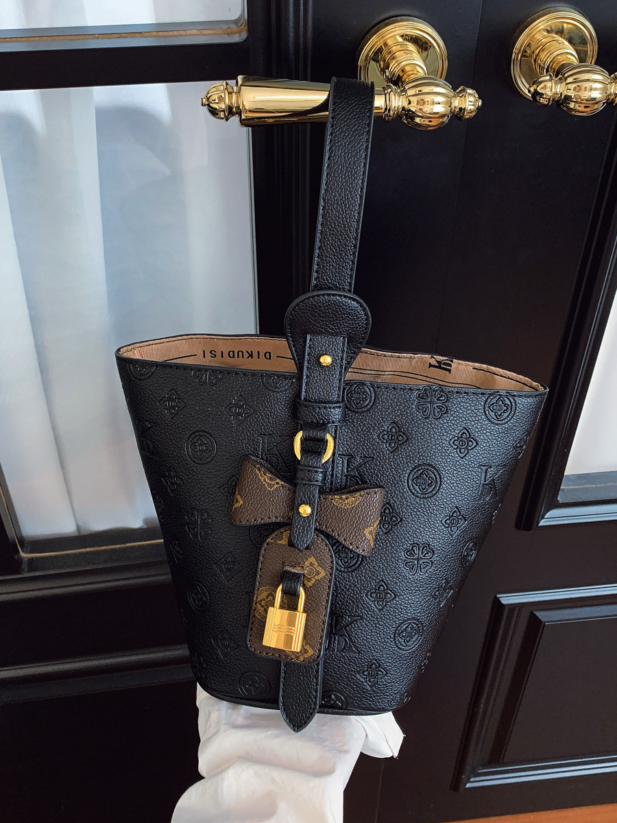 Old Flower Texture Printed Bucket Bag Ladies New Senior Sense Handbag Shoulder Armpit Crossbody Bag