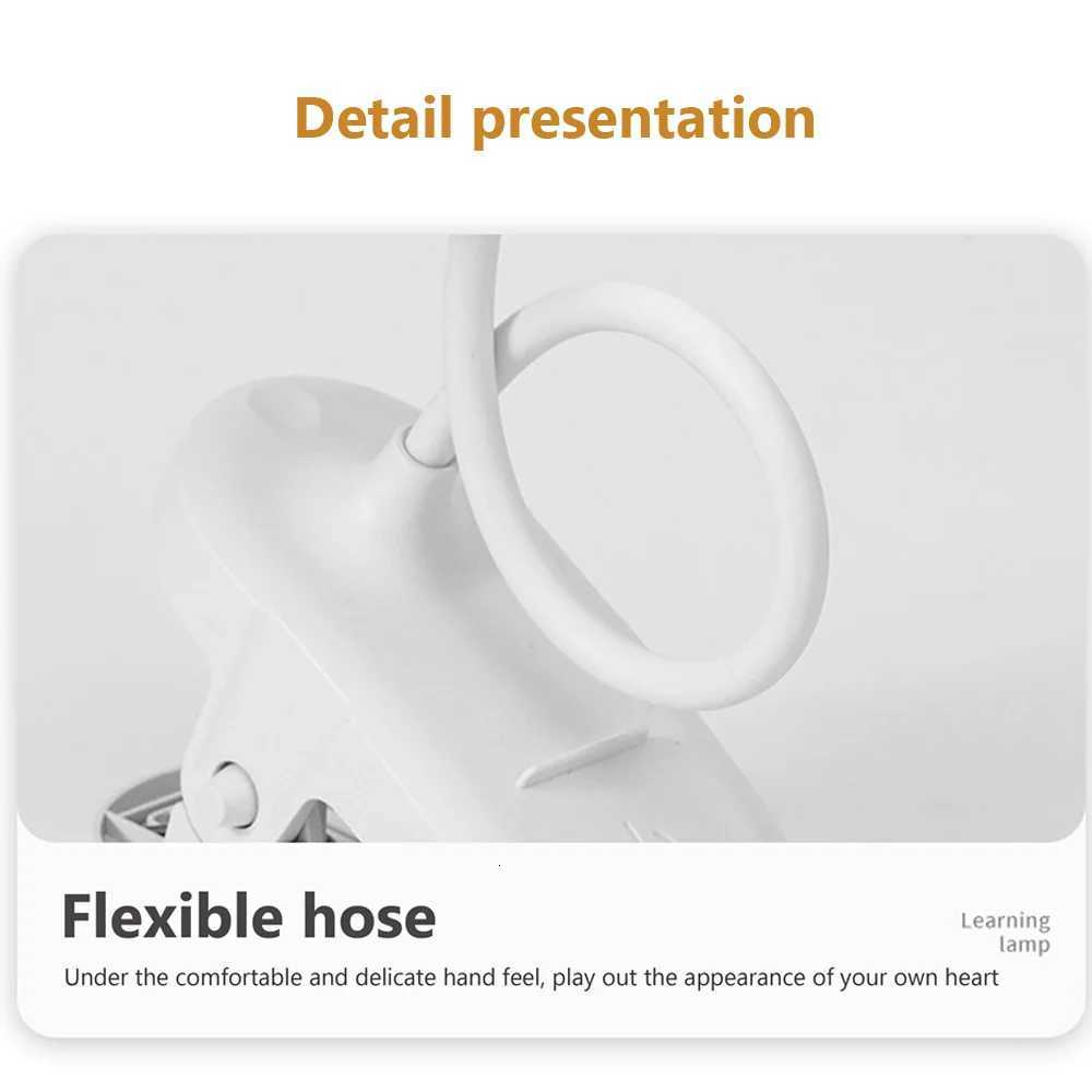 360 Flexible Study Table Lamp with Clip USB Dimmable Night Desk Lamp Rechargeable Night Light for Bedroom Study Reading Office M251120