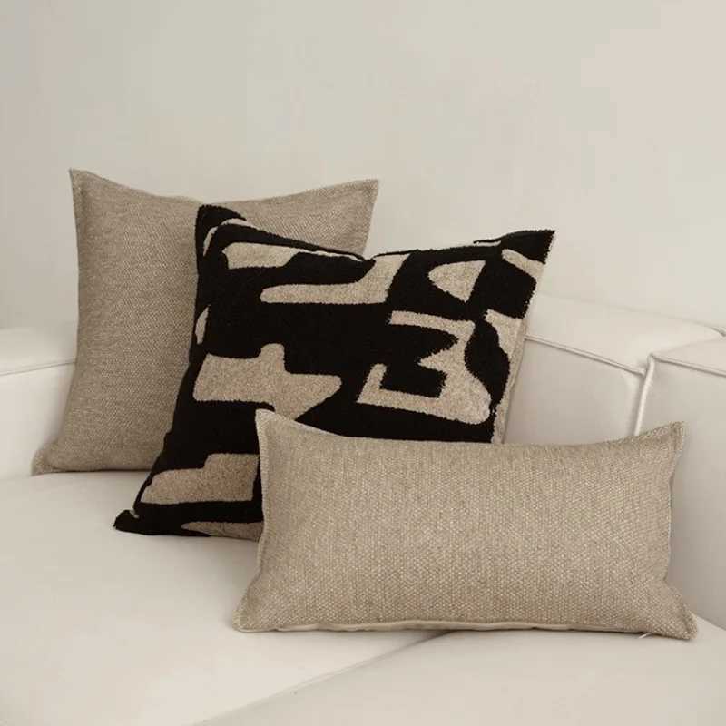 Pillow Case Modern Medieval Decorate Geometric s Luxury Plain Cushion Case Black Brown Decorative Cover For Sofa Chair Decor C251120