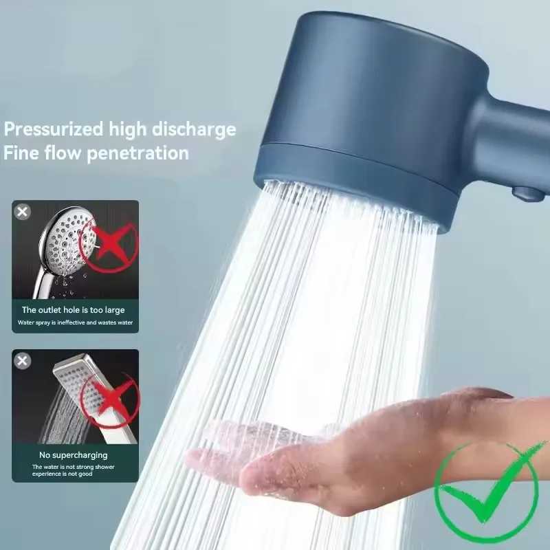 7 Spray Filtered Shower Head High-Pressure Handheld Water Saving Showerhead Fall Resistance Black Faucet Bathroom Shower NozzleM251120