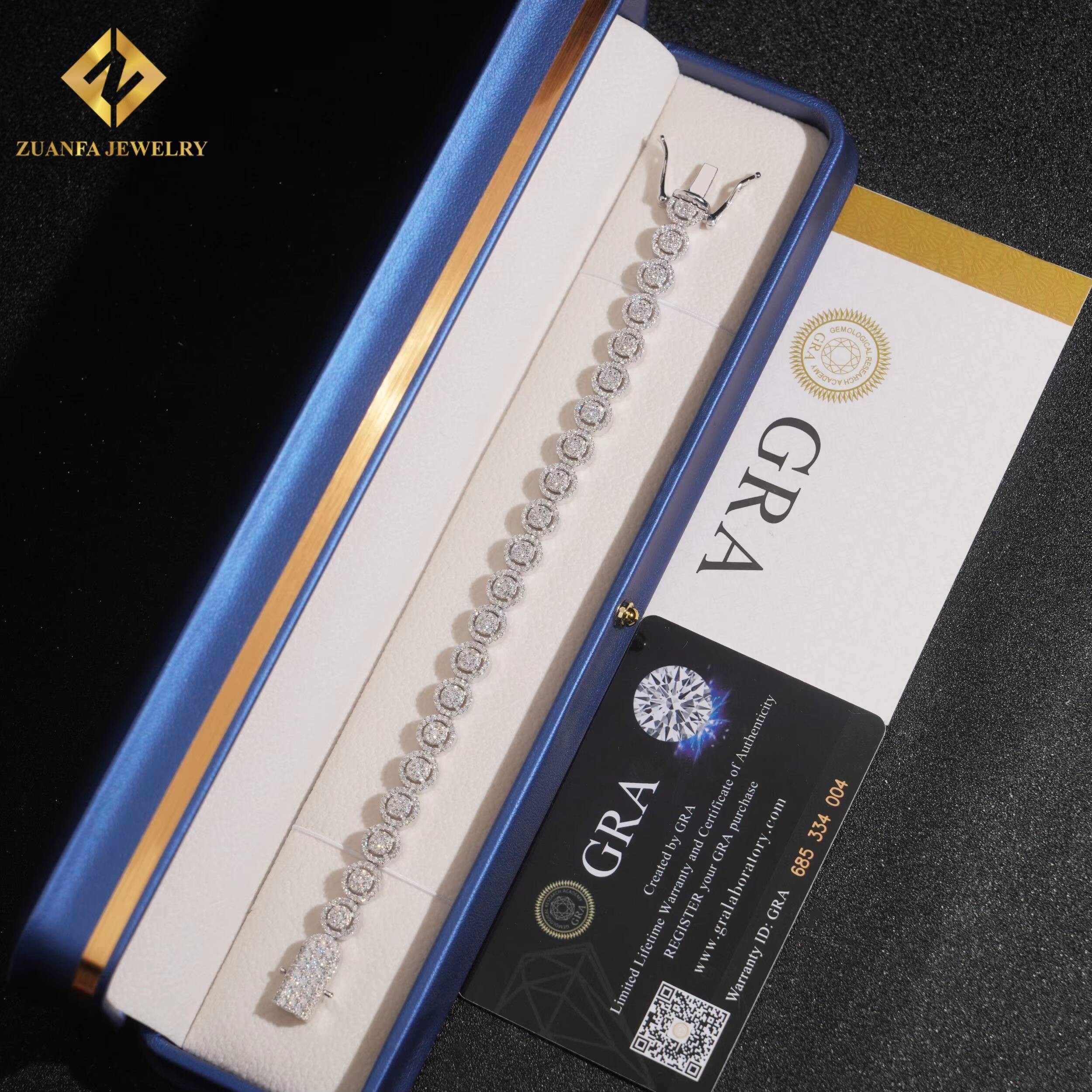 Hip Hop Styles Men Moissanite Diamond Fine Jewelry 925 Sterling Silver 8mm Iced Out Bracelet Pass Diamond Tester