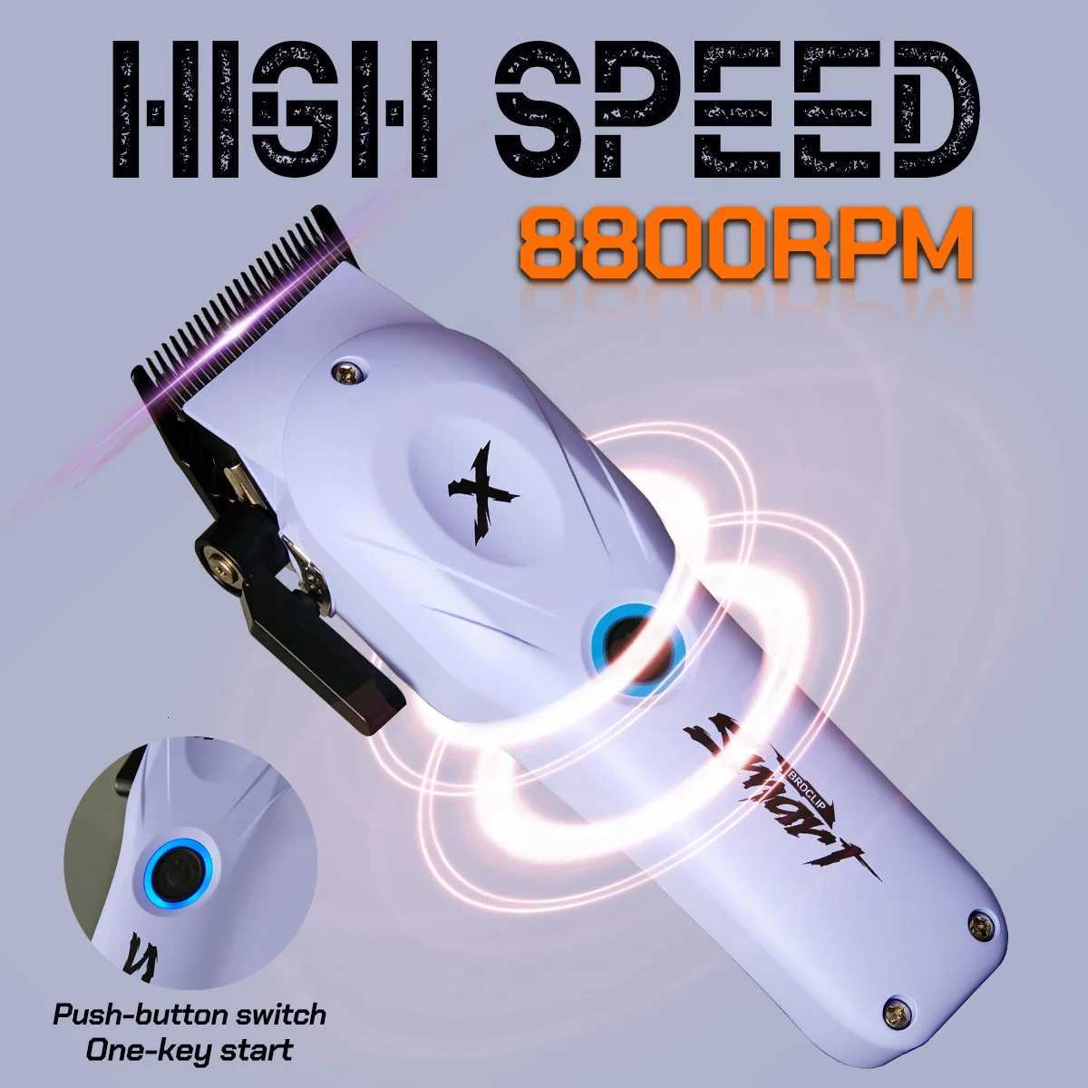 BRDCLIP 108 109 609 Purple Barber Professional 8800RPM 4500mAh Hair Clipper 10000RPM Salon Electric Shaver 7700RPM Hair TrimmerT251120